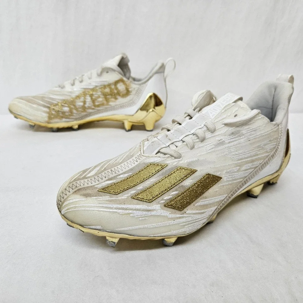 Adidas Adizero Football Cleats GX5122 White Metallic Gold Mens Size 8